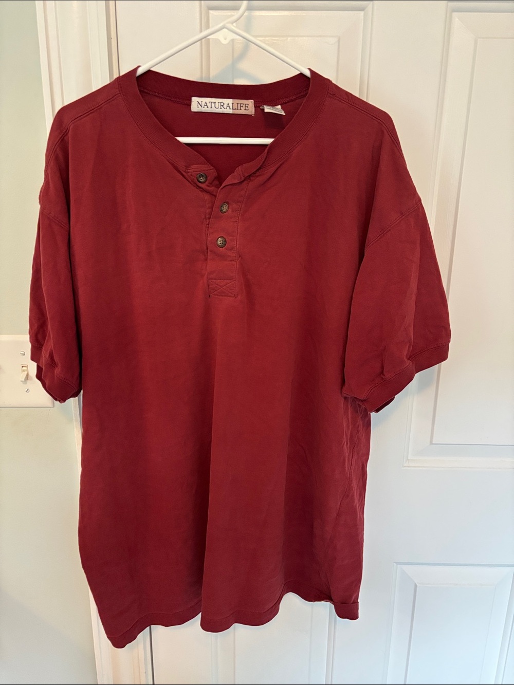 NATURAL LIFE Men's Burgundy Short-Sleeve Henley